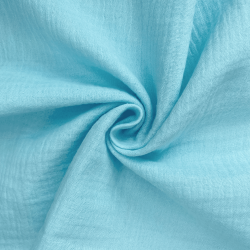 Ткань Муслин Жатый, цвет Небесно-голубой (на отрез)  в Шадринске