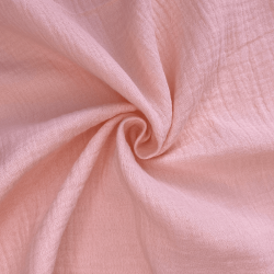 Ткань Муслин Жатый, цвет Нежно-Розовый (на отрез)  в Шадринске